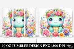 Cartoon-Style Watercolor Turtle | 20 oz Tumbler Product Image 1