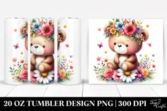 Cartoon-Style Watercolor Bear | 20 oz Tumbler Product Image 1