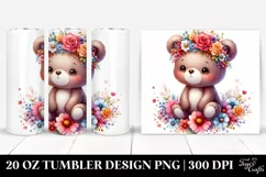 Cartoon-Style Watercolor Bear | 20 oz Tumbler Product Image 1