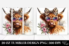Highland Cow Diva with Glasses and Animal Print Tumbler 20 o Product Image 1