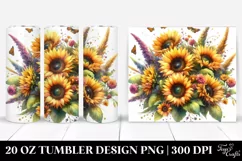 Watercolor with Sunflowers 20 Oz Tumbler Product Image 1