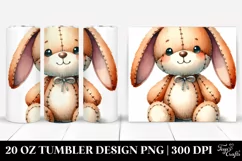 Vibrant Watercolor Colorful Brownish Plush Bunny | 20 oz Product Image 1