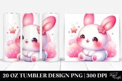 Watercolor Smiling Rabbit Star Tumbler Product Image 1