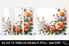 Vibrant Floral Frame with Orange Roses | 20 oz Tumbler Product Image 1