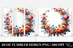 Vibrant Floral Frame with Orange Roses | 20 oz Tumbler Product Image 1