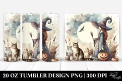 Washed Watercolor Retro Witch Tumbler | 20 oz Tumbler Product Image 1