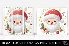 Simple Glittery Santa Portrait Clipart, Transparent 20 Oz Product Image 1