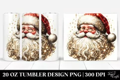 Simple Glittery Santa Portrait Clipart, Transparent 20 Oz Product Image 1