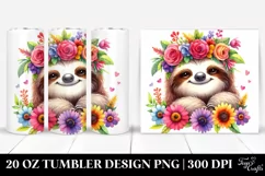 Colorful Sloth with Flower Crown | 20 oz Tumbler Product Image 1