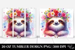 Colorful Sloth with Flower Crown | 20 oz Tumbler Product Image 1