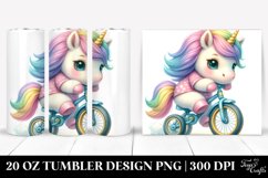 20 Oz Tumbler Sublimation | Pastel Unicorn Cycling Product Image 1