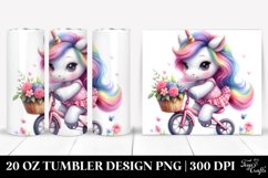 20 Oz Tumbler Sublimation | Pastel Unicorn Cycling Product Image 1