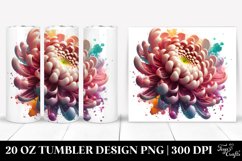 20 Oz Tumbler Sublimation | Glossy Chrysanthemum Watercolor Product Image 1