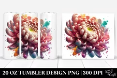 20 Oz Tumbler Sublimation | Glossy Chrysanthemum Watercolor Product Image 1