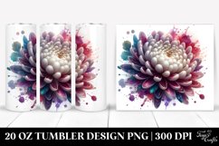 20 Oz Tumbler Sublimation | Glossy Chrysanthemum Watercolor Product Image 1