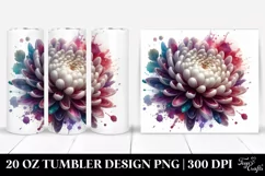 20 Oz Tumbler Sublimation | Glossy Chrysanthemum Watercolor Product Image 1