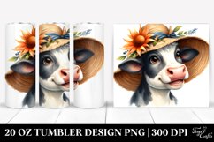 Cow Portrait Sun Hat Watercolor | 20 Oz Tumbler Product Image 1