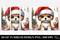 Enthusiastic Baby Puppy with Santa Hat Product Image 1
