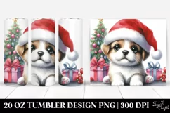 Adorable Puppy with Santa Hat PNG Product Image 1