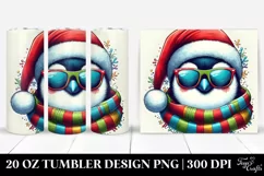 Colorful Penguin Portrait with Santa Hat | 20 oz Tumbler Product Image 1