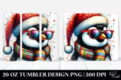 Colorful Penguin Portrait with Santa Hat | 20 oz Tumbler Product Image 1