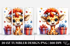 Giraffe with Santa Hat, Transparent PNG Product Image 1