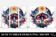 Vibrant Magical Mushroom Clipart, Transparent 20 Oz Tumbler Product Image 1