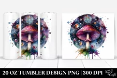 Vibrant Magical Mushroom Clipart, Transparent 20 Oz Tumbler Product Image 1