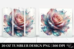 Abstract Rose Watercolor, Transparent 20 Oz Tumbler Product Image 1