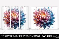 20 Oz Tumbler Sublimation | Glossy Chrysanthemum Watercolor Product Image 1