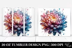 20 Oz Tumbler Sublimation | Glossy Chrysanthemum Watercolor Product Image 1