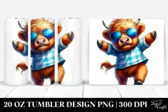 Cute Highland Cow Dancing, High-Res 20 Oz Tumbler Product Image 1