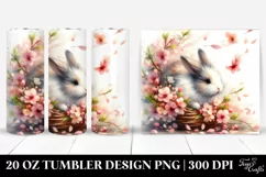 Pastel Rabbit Tumbler with Spring Petals | 20 oz Tumbler Product Image 1