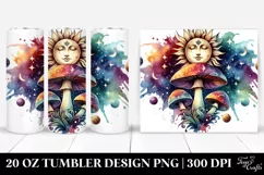 Vibrant Magical Mushroom Clipart, Transparent 20 Oz Tumbler Product Image 1