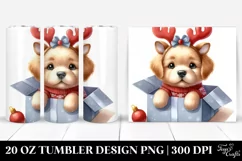 Enthusiastic Baby Golden Retriever with Reindeer Horns Product Image 1