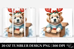 Enthusiastic Baby Golden Retriever with Reindeer Horns Product Image 1