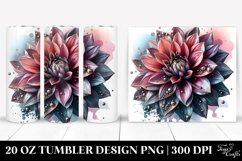 20 Oz Tumbler Sublimation | Glossy Dahlia Watercolor Splash Product Image 1