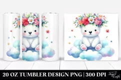 Watercolor Polar Bear with Flower Crown 20 Oz Tumbler Product Image 1