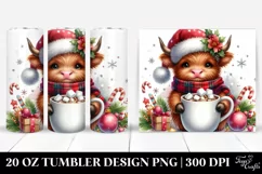 Highland Cow Hot Cocoa PNG Product Image 1