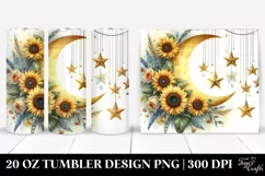 Half Moon Stars Sunflowers Watercolor | 20 oz Tumbler Product Image 1