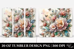 Stained Peonies Tumbler | 20 oz Tumbler Product Image 1
