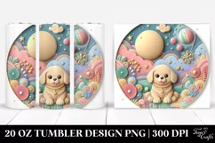 Colorful 3D Puppy Clipart, Transparent 20 Oz Tumbler Product Image 1