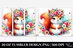 Watercolor Squirrel with Flower Crown 20 Oz Tumbler Product Image 1