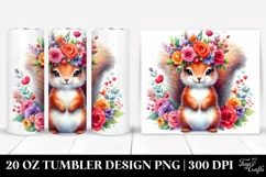 Watercolor Squirrel with Flower Crown 20 Oz Tumbler Product Image 1