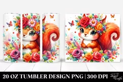 Colorful Squirrel with Flower Crown 20 Oz Tumbler Product Image 1