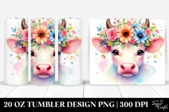 Pastel Cow Flower Crown | 20 oz Tumbler Product Image 1