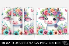 Pastel Cow Flower Crown | 20 oz Tumbler Product Image 1