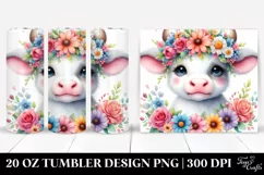 Pastel Cow Flower Crown | 20 oz Tumbler Product Image 1