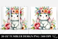 Cartoon-Style Rabbit Flower Crown | 20 oz Tumbler Product Image 1