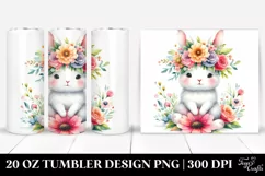 Cartoon-Style Rabbit Flower Crown | 20 oz Tumbler Product Image 1